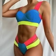 thumbnail image 1 of BONIXOOM Tummy Control Swimsuits For Women Tankini None Solid Bikinis Bikini Summer Swimwears on Clearance Blue Size 4, 1 of 6