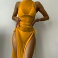 thumbnail image 1 of BONIXOOM Two Piece Swimsuit For Women Tankini None Solid Swim Dress High Cut Summer Swimwears on Clearance Yellow Size 6, 1 of 9