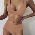 thumbnail image 1 of BONIXOOM Two Piece Swimsuit For Women Underwire Elastic Solid Bikinis Bikini Summer Swimwears on Clearance Khaki Size 6, 1 of 6