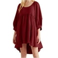thumbnail image 1 of BONIXOOM Vacation Dresses for Women Beach Party Crew Neck Tab Long Sleeve Sweatshirt Jacket Geometric Wine Dresses, 1 of 6