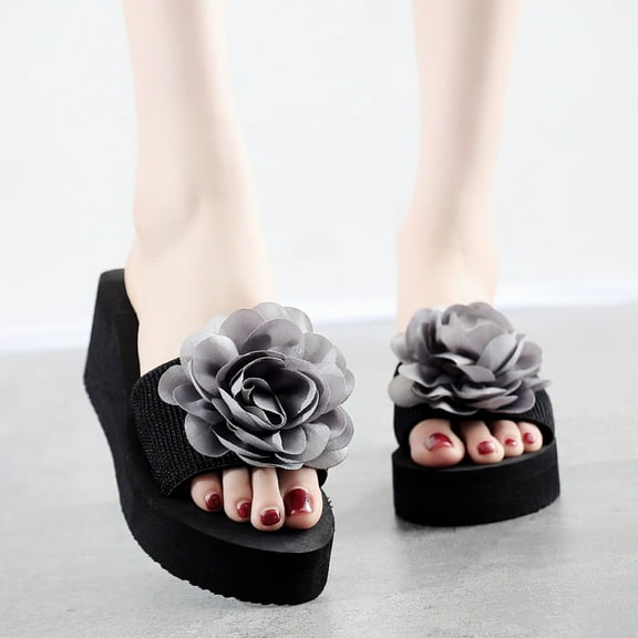 BONIXOOM Wedge Sandals for Women Clearance Fall Slip-On Platform Casual Fashion Shoes for Women Gray Size 5