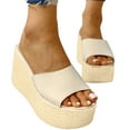 thumbnail image 1 of BONIXOOM Wedge Sandals for Women Clearance Fall Slip-On Wedge Casual Fashion Shoes for Women Beige Size 7, 1 of 5