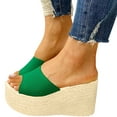 thumbnail image 1 of BONIXOOM Wedge Sandals for Women Clearance Fall Slip-On Wedge Casual Fashion Shoes for Women Green Size 8.5, 1 of 5