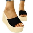 thumbnail image 1 of BONIXOOM Wedge Sandals for Women Clearance Fall Slip-On Wedge Casual Fashion Womens Shoes Black Size 9.5, 1 of 5