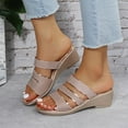 thumbnail image 1 of BONIXOOM Wedge Sandals for Women Clearance Fall Slip-On Wedge Casual Fashion Womens Shoes Gold Size 4.5, 1 of 9