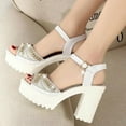 thumbnail image 1 of BONIXOOM White Sandals Woman Clearance Fall Buckle Platform Casual Fashion Shoes for Women White Size 7.5, 1 of 3