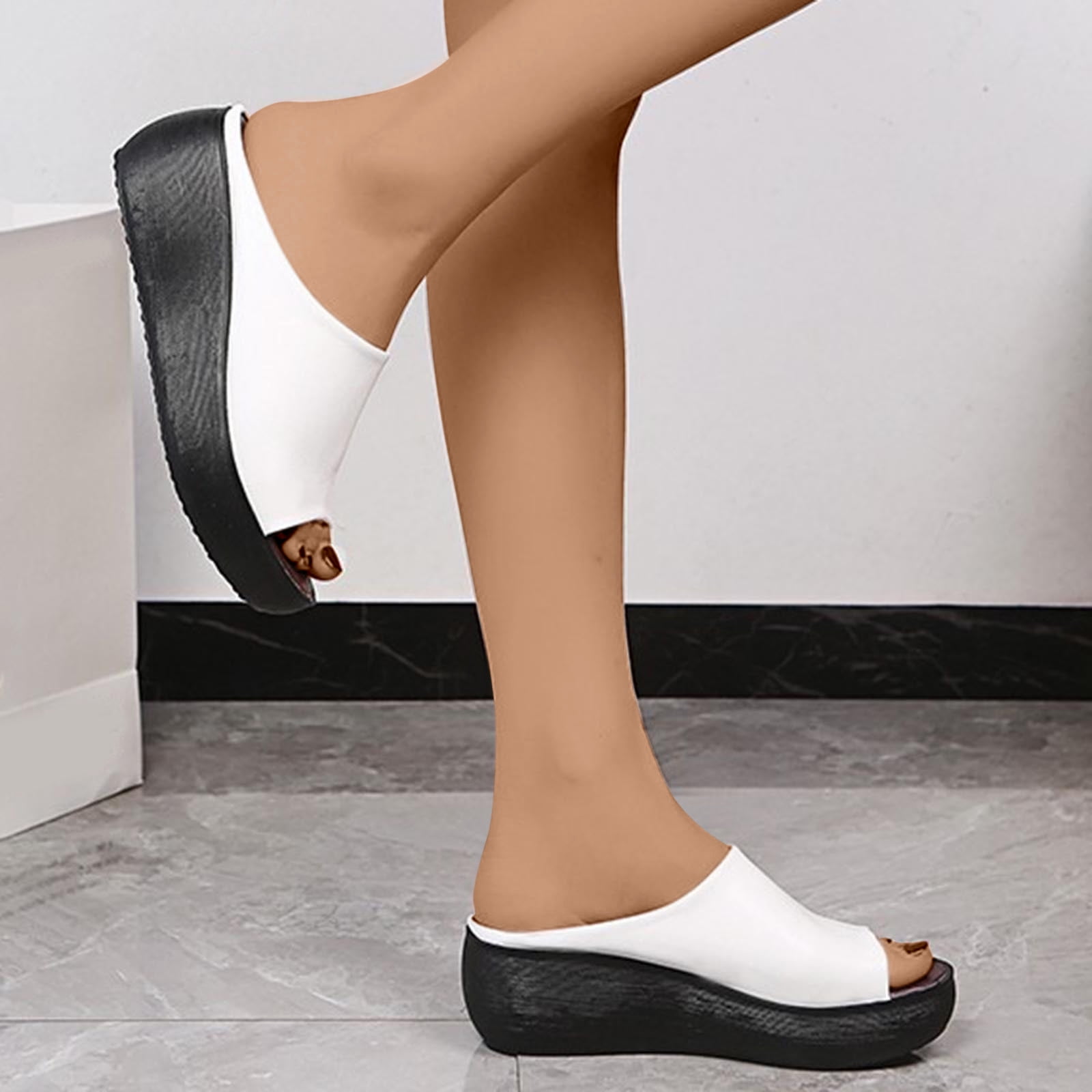 bonixoom-white-sandals-woman-clearance-fall-slip-on-platform-casual
