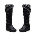 thumbnail image 1 of BONIXOOM Winter Boots For Women Mid Heel Rubber Slip-On Over-the-Knee Winter Black, 1 of 5