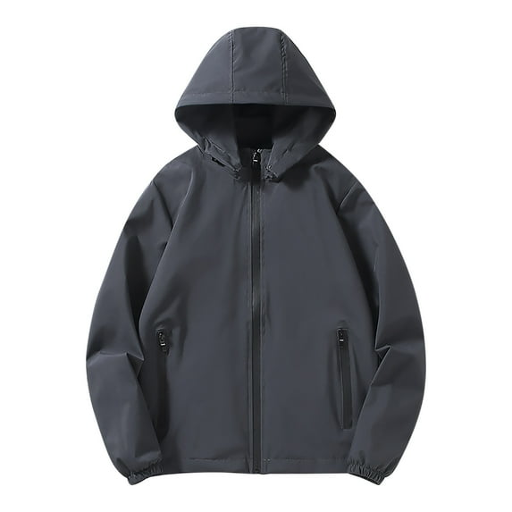 BONIXOOM Winter Jackets For Women Rain Jacket Women Drawstring Full Zip Winter Christmas Puffer Jacket Gray M