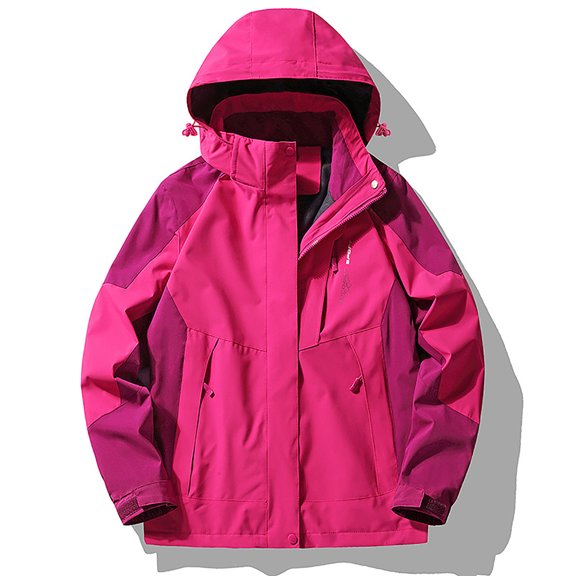 BONIXOOM Winter Jackets For Women Rain Jacket Women Hooded Lightweight Winter Christmas Puffer Jacket Hot Pink 3XL