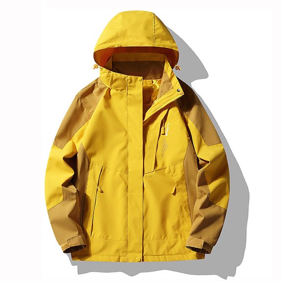 BONIXOOM Winter Jackets For Women Rain Jacket Women Hooded Lightweight Winter Christmas Puffer Jacket Yellow 3XL