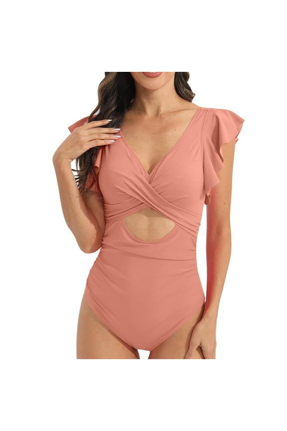 Women Oversized Sports Jumpsuit Surfing Suit Sleeveless Sun Protection Solid Color Swimsuit