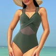 thumbnail image 1 of BONIXOOM Women Summer Bikini Solid Color Sexy Mesh Patchwork Hollowed Out Swimsuit, 1 of 5