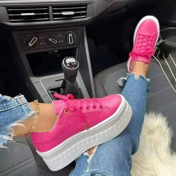 BONIXOOM Women's Fashion Sneakers Shoes for Women Walking Shoes Running Slip-On Casual Shoes Hot Pink 2024 Summer Clearance Size 6.5