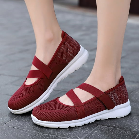 BONIXOOM Women's Fashion Sneakers Womens Shoes Running Shoes Running Slide Casual Shoes Red 2024 Summer Clearance Size 7.5