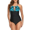 thumbnail image 1 of BONIXOOM Women's One-Piece Padded Plus Size Overlay Print Bikini Swimsuit, 1 of 7