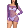 thumbnail image 1 of BONIXOOM Women's Sleepwear Clearance Items None Long Sleeve Solid Sleepwear Sleep Dress Purple One Size, 1 of 9