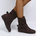 thumbnail image 1 of BONIXOOM Womens Boots Low Heel PU Buckle Over-the-Knee Winter Coffee, 1 of 8