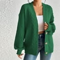 thumbnail image 1 of BONIXOOM Womens Cardigan Sweaters Plush Cardigan Womens Long Sleeve Button Solid Vacation Cardigan Green L, 1 of 6
