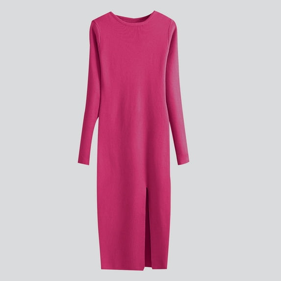 BONIXOOM Womens Cardigan Sweaters Relaxed Fit Sweater Tube Work Crew Neck Cute Sweaters For Women Hot Pink One size