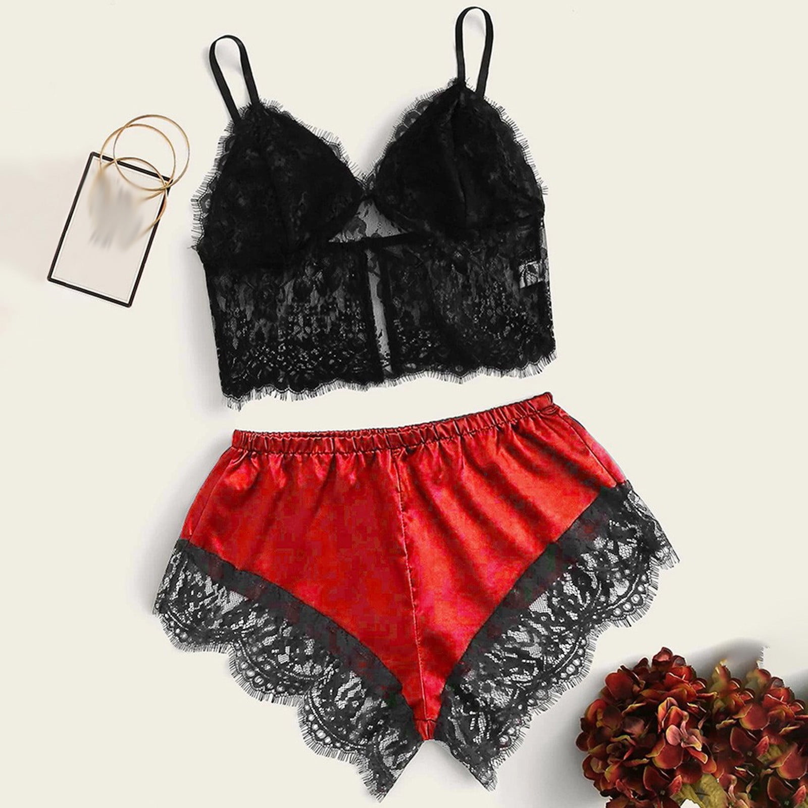 BONIXOOM Womens Christmas Pajamas Christmas Pajamas For Family Sleepwear Drawstring Long Sleeve Sleepwear Sets Solid Red S