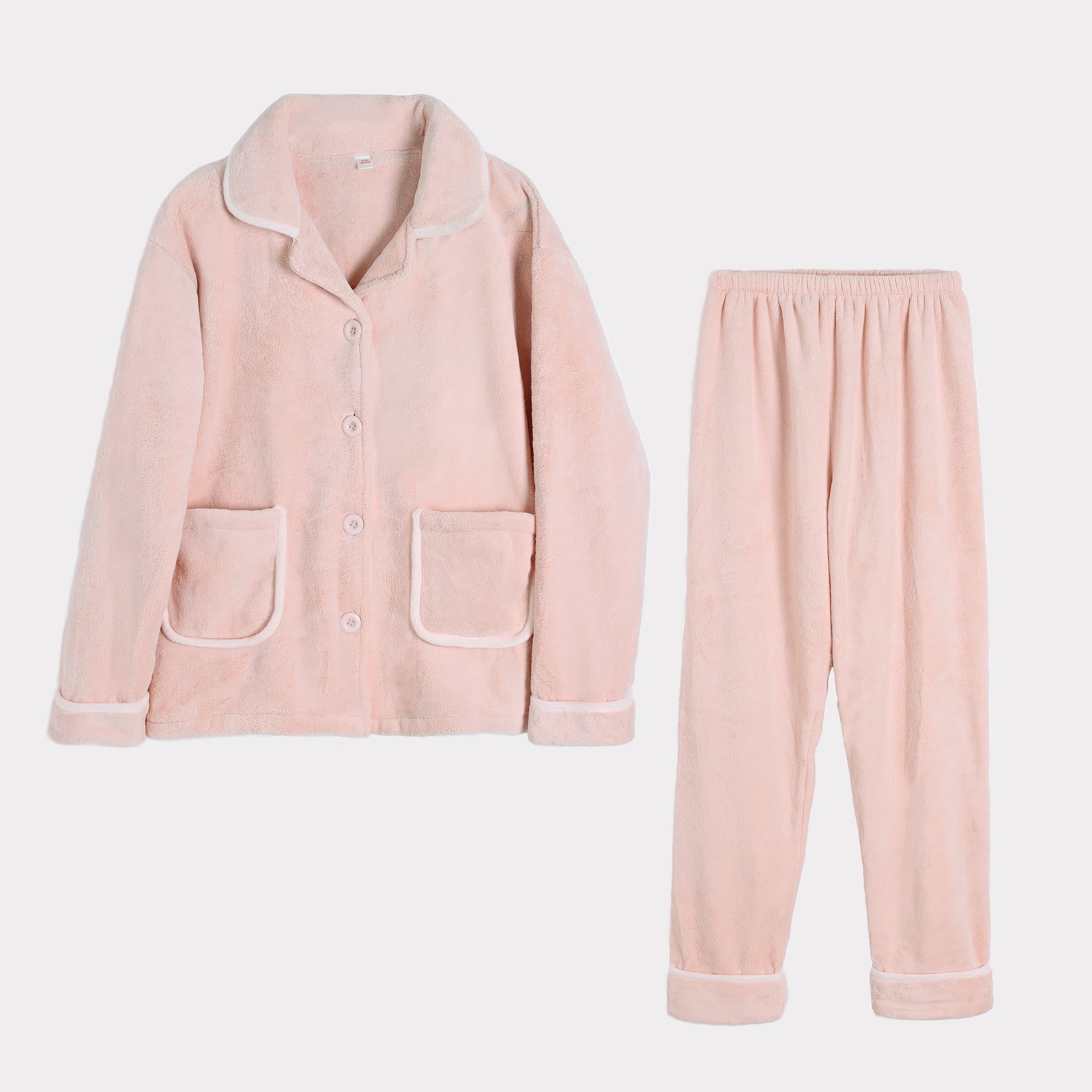 BONIXOOM Womens Christmas Pajamas Matching Family Christmas Pajamas Loungewear None Long Sleeve Sleepwear Sets Solid Pink M