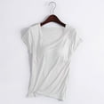 thumbnail image 1 of BONIXOOM Womens Short Sleeve Tops With Built In Bras Solid Silver L, 1 of 7