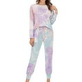 thumbnail image 1 of BONIXOOM Womens Christmas Pajamas Matching Family Christmas Pajamas Sleepwear None Long Sleeve Sleepwear Sets Solid Pink L, 1 of 4