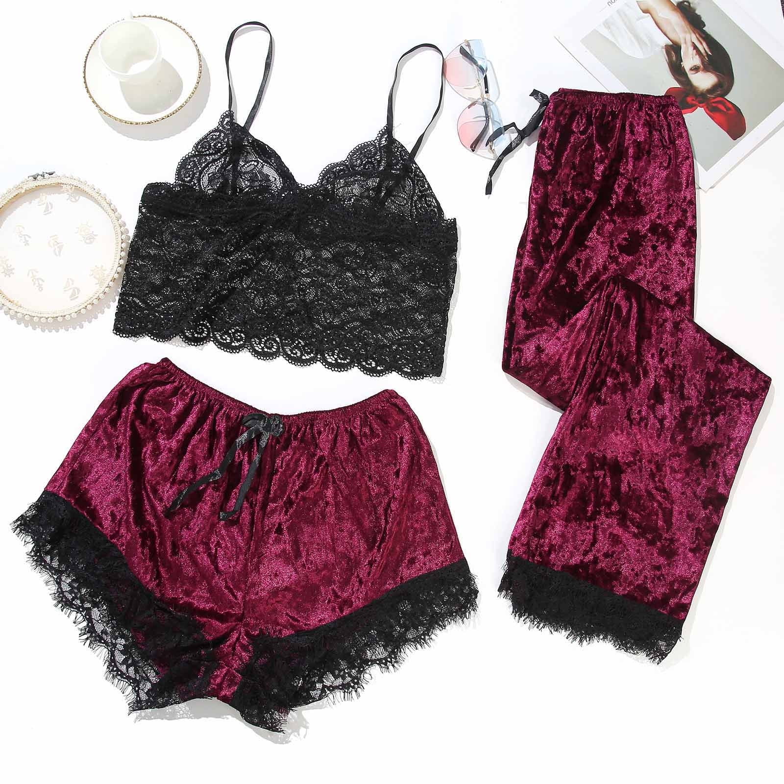 BONIXOOM Womens Christmas Pajamas Matching Family Christmas Pajamas Sleepwear None Long Sleeve Sleepwear Sets Solid Wine XXL