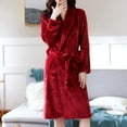 thumbnail image 1 of BONIXOOM Womens Christmas Pajamas Thanksgiving Pajamas Sleepwear Belt Long Sleeve Sleep Tops Solid Wine Free Size, 1 of 5