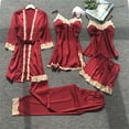 thumbnail image 1 of BONIXOOM Womens Christmas Pajamas Thanksgiving Pajamas Sleepwear Belt Long Sleeve Sleepwear Sets Solid Wine XL, 1 of 3