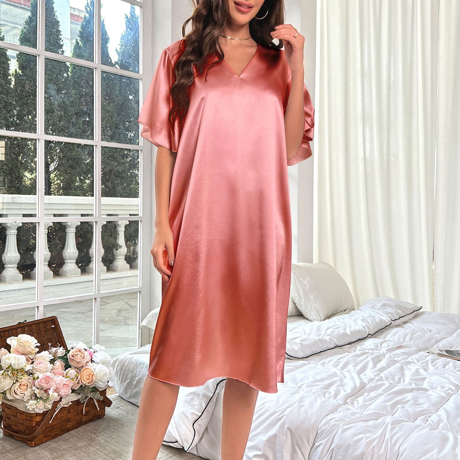 Short Sleeve Chemise Dress