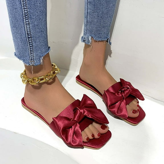 BONIXOOM Womens House Slippers Clearance Buckle None V-Day Casual Summer Shoes For Women Red Size 7