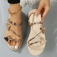 thumbnail image 1 of BONIXOOM Womens House Slippers Clearance Buckle None V-Day Casual Summer Walking Shoes Women Gold Size 8.5, 1 of 7