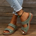 thumbnail image 1 of BONIXOOM Womens House Slippers Clearance Slip-On None V-Day Casual Summer Running Shoes For Women Green Size 6, 1 of 6