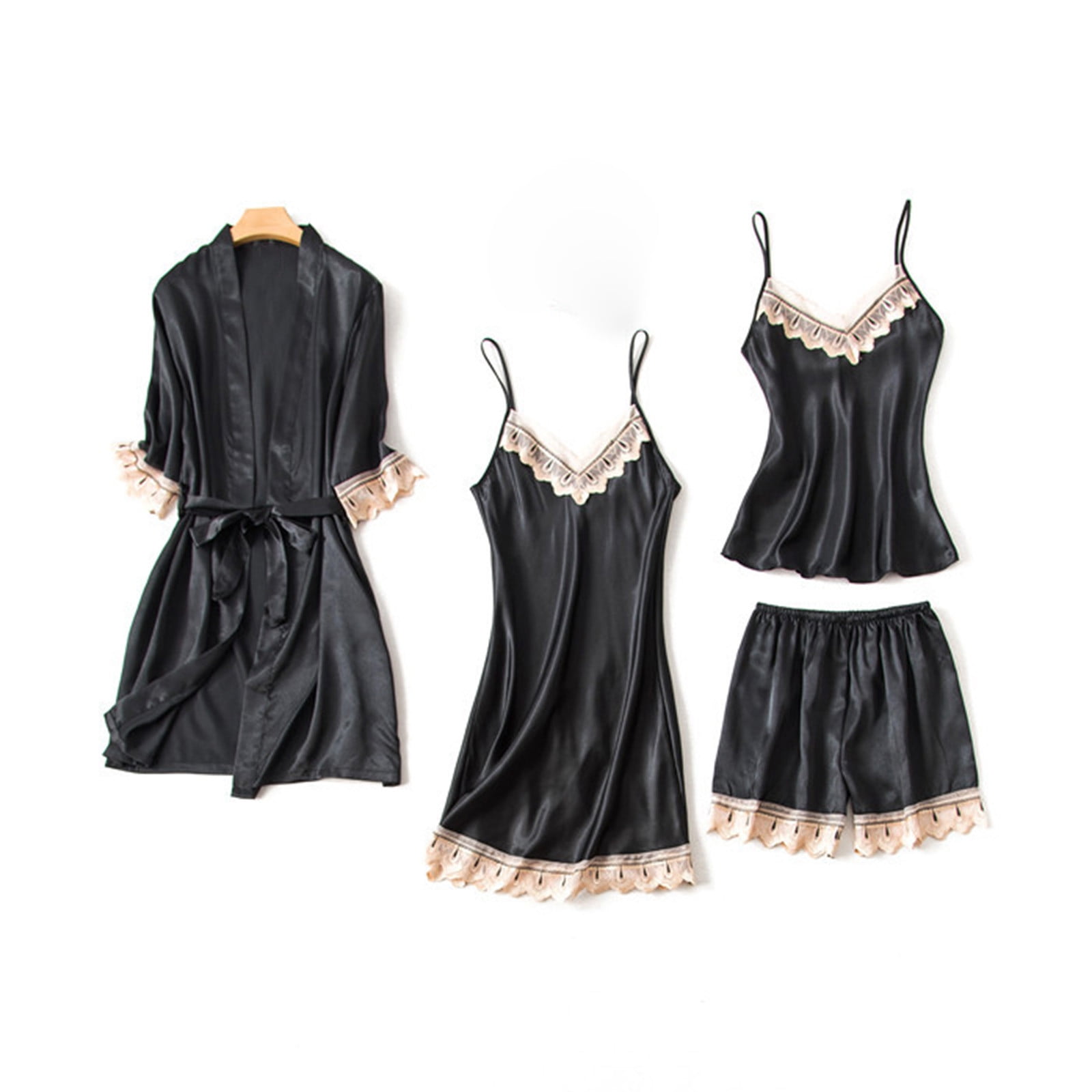 BONIXOOM Womens Pajamas Couples Christmas Pajamas Sleepwear Drawstring Sleeveless Sleep Shorts Solid Black XL