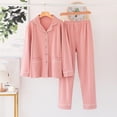 thumbnail image 1 of BONIXOOM Womens Pajamas Family Christmas Pajamas Matching Sets Sleepwear Button Long Sleeve Sleep Pants Solid Pink L, 1 of 9