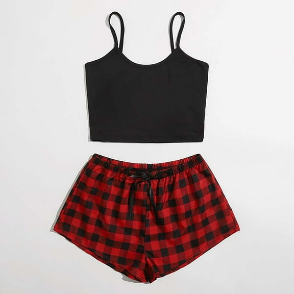 BONIXOOM Womens Pajamas Family Christmas Pajamas Matching Sets Sleepwear Drawstring Long Sleeve Sleep Pants Plaid Red M