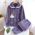 thumbnail image 1 of BONIXOOM Womens Pajamas Thanksgiving Pajamas Loungewear Button Long Sleeve Sleepwear Sets Solid Purple M, 1 of 3