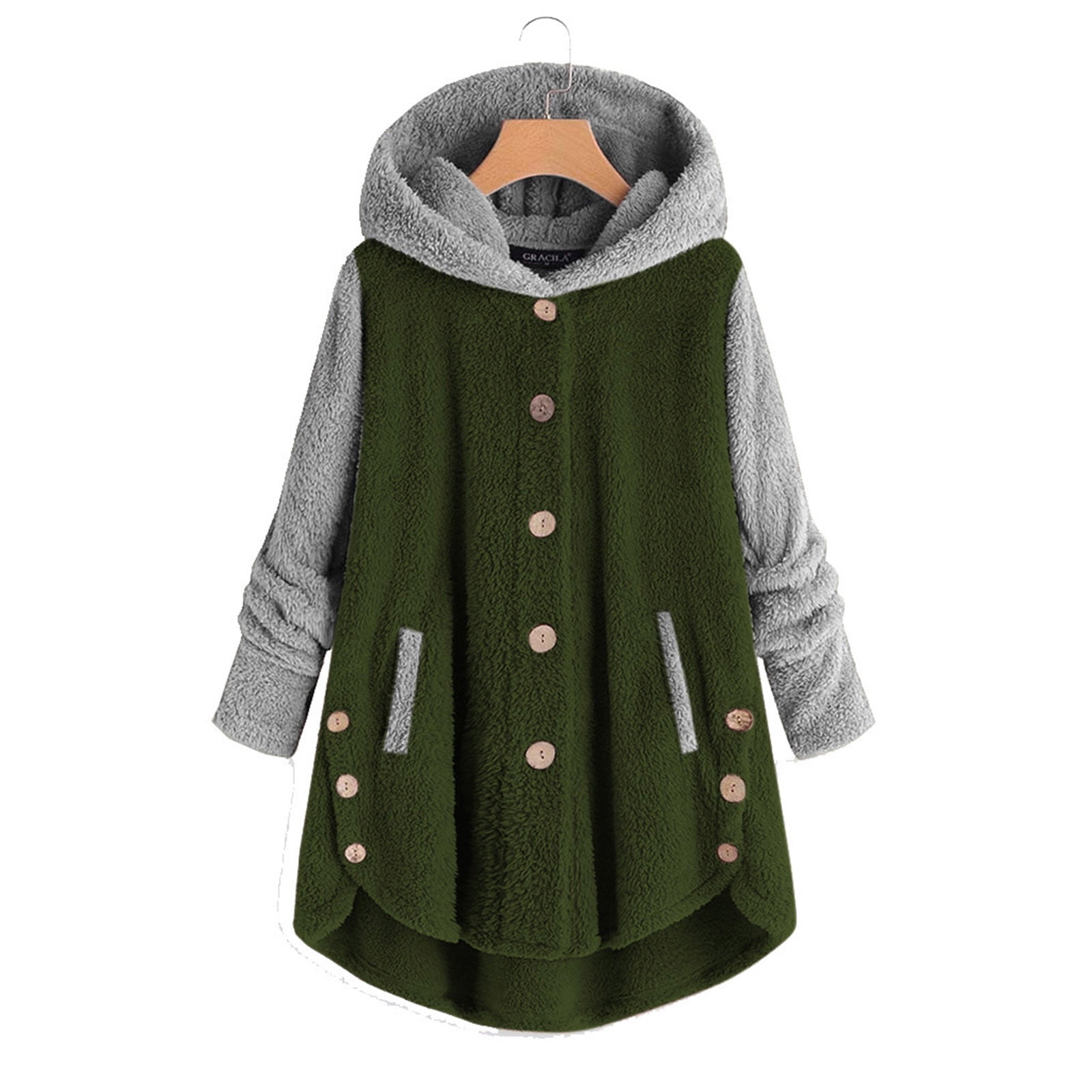 BONIXOOM Womens Pajamas Thanksgiving Pajamas Sleepwear Button Long Sleeve Sleep Tops Solid Army Green S
