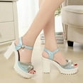 thumbnail image 1 of BONIXOOM Womens Sandals Clearance Fall Buckle Platform Casual Fashion Womens Shoes Blue Size 5.5, 1 of 3