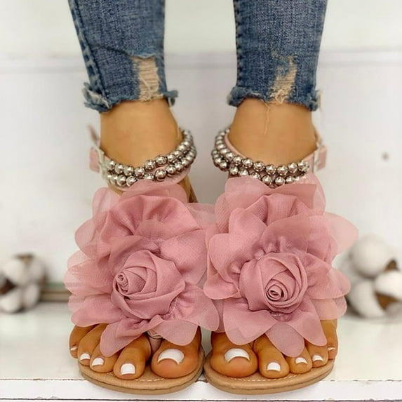 BONIXOOM Womens Sandals Clearance Fall Buckle Platform Casual Fashion Womens Shoes Pink Size 7