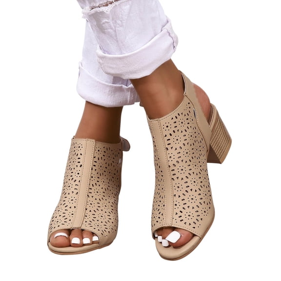 BONIXOOM Womens Sandals Clearance Fall None Chunky Casual Fashion Shoes for Women Khaki Size 7