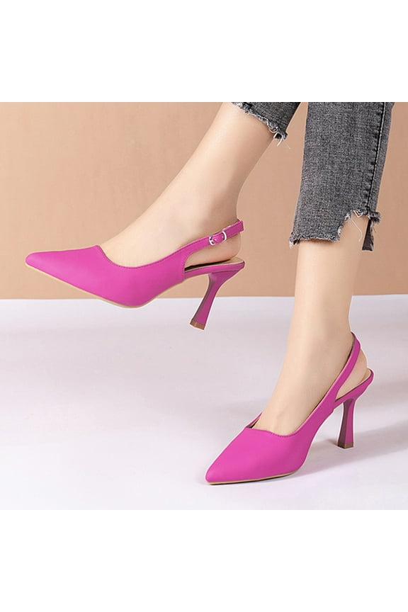 Womens Sandals Clearance Fall Slip-On Kitten Casual Fashion Womens Shoes Hot Pink Size 5.5