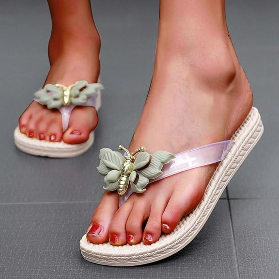 BONIXOOM Womens Sandals Clearance Fall Slip-On None Casual Fashion Womens Shoes Green Size 6