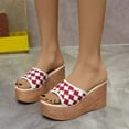 thumbnail image 1 of BONIXOOM Womens Sandals Clearance Fall Slip-On Platform Casual Fashion Shoes for Women Red Size 6.5, 1 of 6