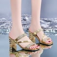 thumbnail image 1 of BONIXOOM Womens Sandals Comfortable Clearance Slip-On None V-Day Casual Summer Shoes For Women Gold Size 6, 1 of 7