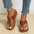 thumbnail image 1 of BONIXOOM Womens Sandals Comfortable Clearance Slip-On None V-Day Casual Summer Womens Shoes Brown Size 6.5, 1 of 8