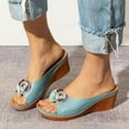 thumbnail image 1 of BONIXOOM Womens Slippers Clearance Slip-On None V-Day Casual Summer House Shoes For Women Sky Blue Size 8.5, 1 of 6