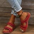 thumbnail image 1 of BONIXOOM Womens Slippers Clearance Slip-On None V-Day Casual Summer Shoes For Women Red Size 9, 1 of 7